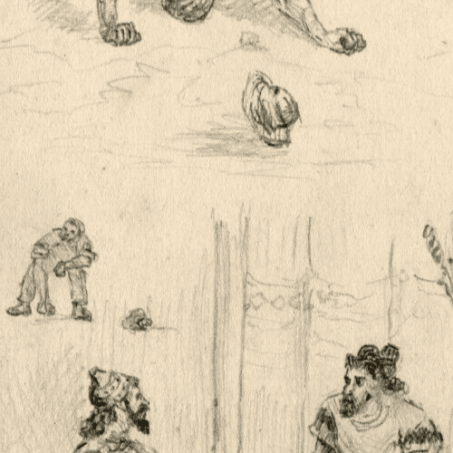 Antique Drawing Pencil Original People, Men, Military, Sketches image 3