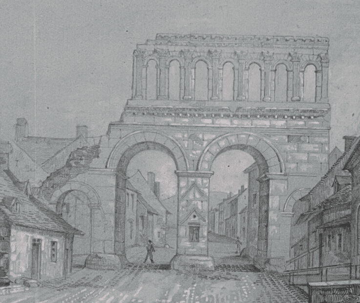 Antique Pencil Drawing Landscape Porte d'Arroux, Autun 1894 Artwork image 5