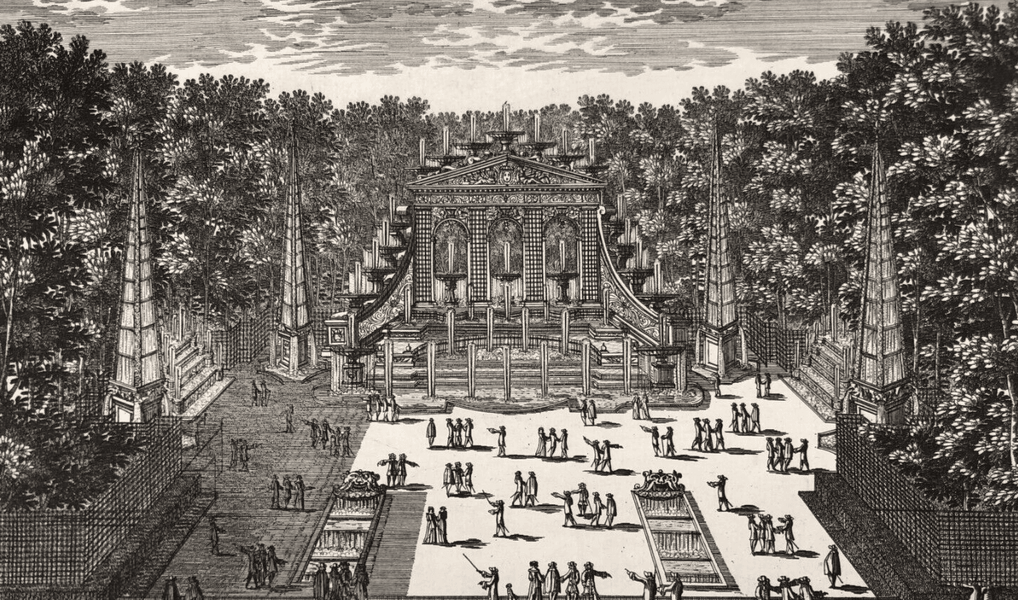 Antique Original Etching Arc de Triomphe, Versailles, Garden, Architecture image 1