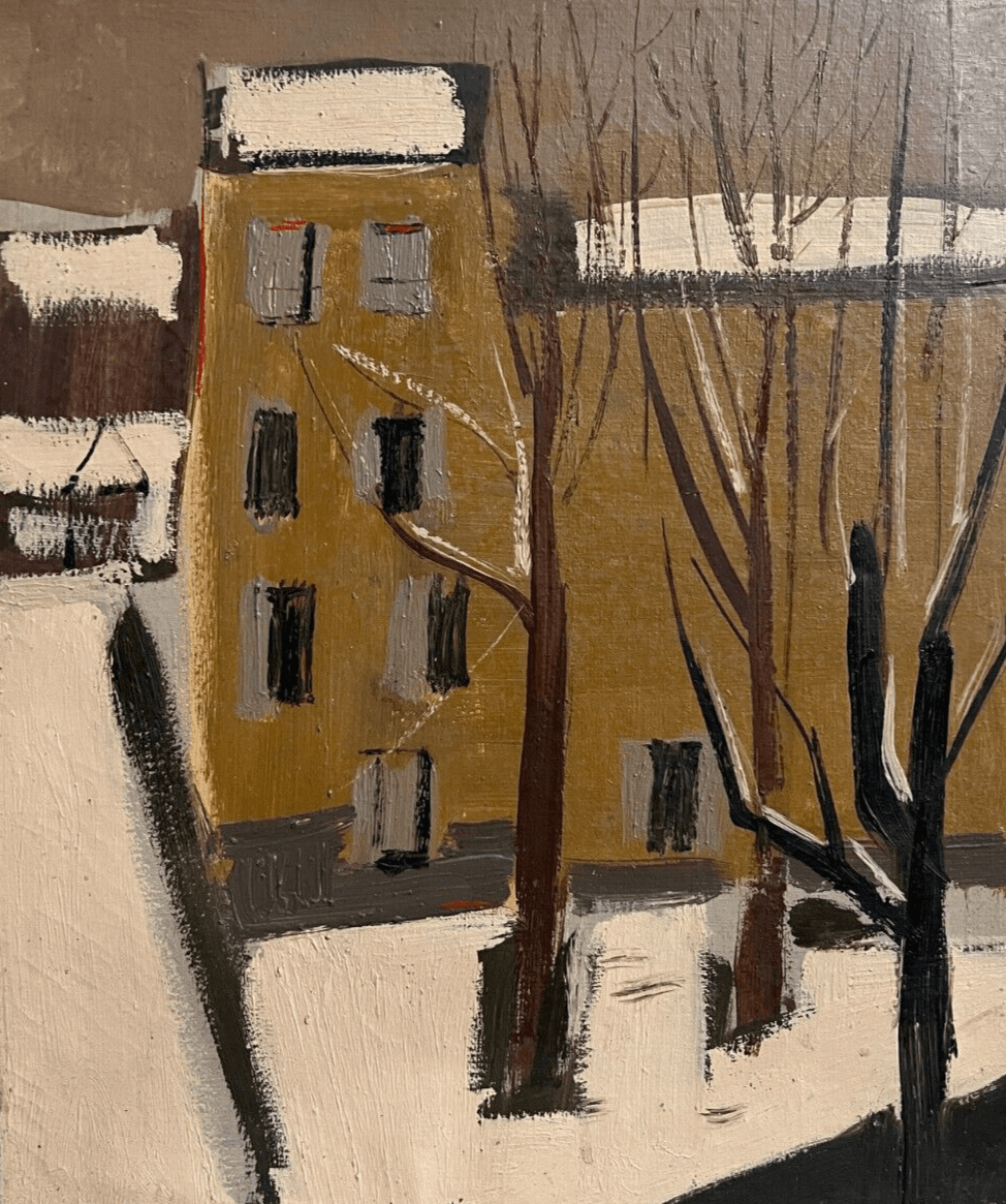 Antique Original Painting Cityview, Street, House, Tree, Landscape signed