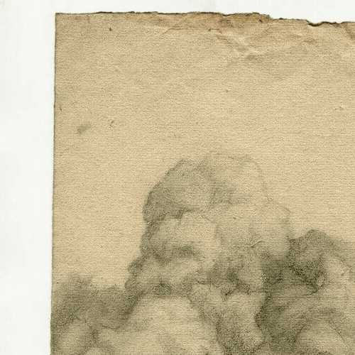 Antique Pencil Drawing 19th century Original Landscape with Trees image 3