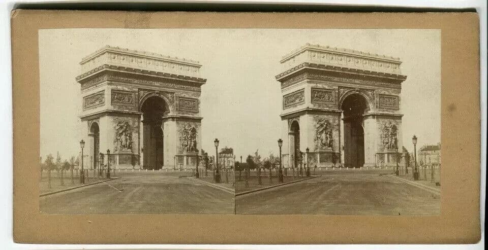 Vintage Stereoview - Arc de Triomphe Paris - Albumen c. 1870 image 3