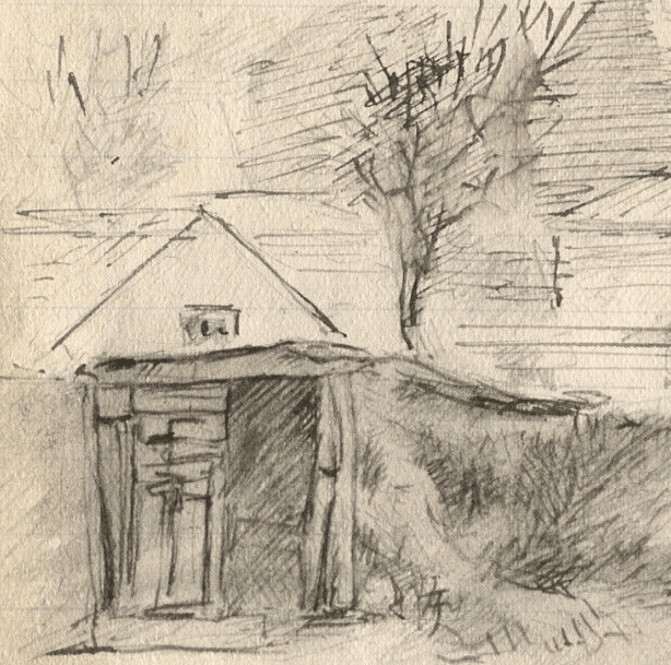 Antique Ink Drawing Original Sketch of a Farm and House image 3