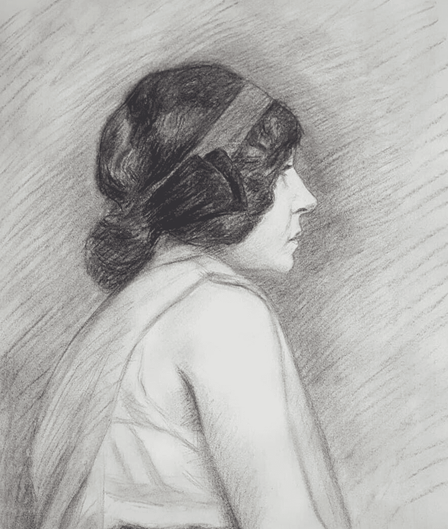 Drawing Woman Portrait with Headband c. 1910