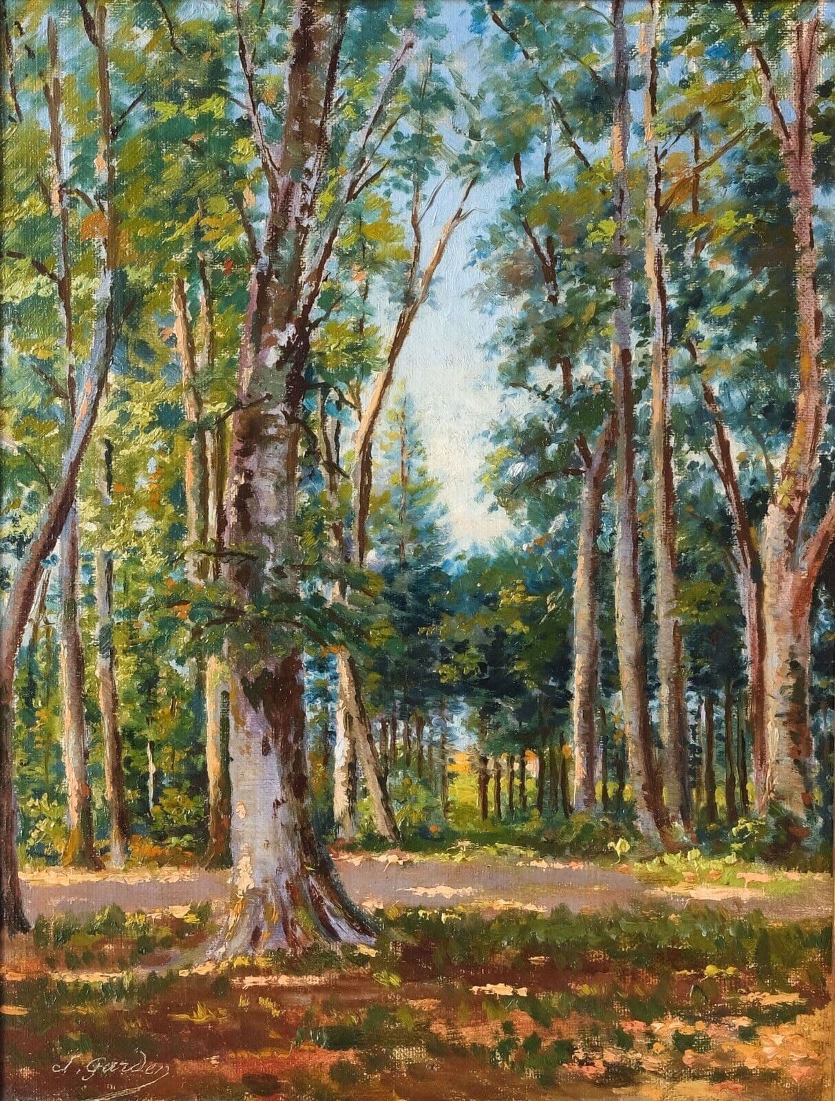 Antique Original Painting Landscape, Forest, Trees signed