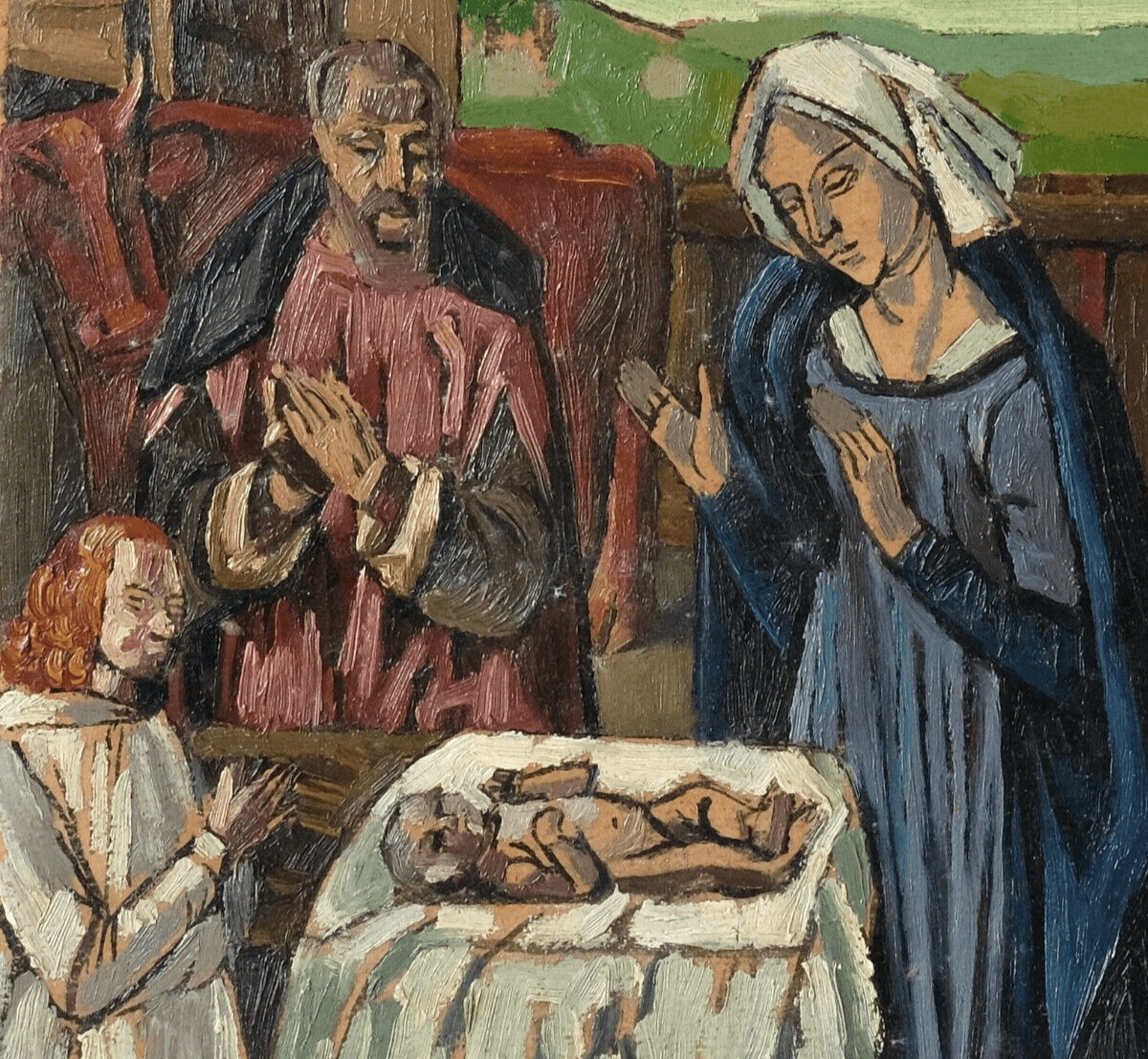 Emil MAETZEL (1877-1955) Virgin, Apostle and Jesus Painting