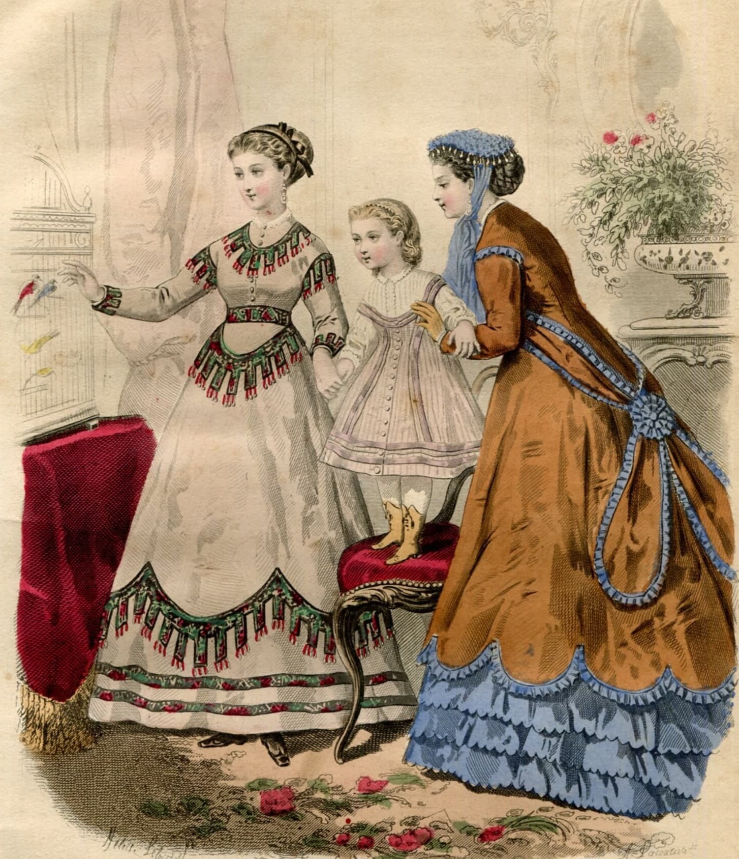 Antique French Fashion Print – Journal des Jeunes Personnes, 1867, Victorian