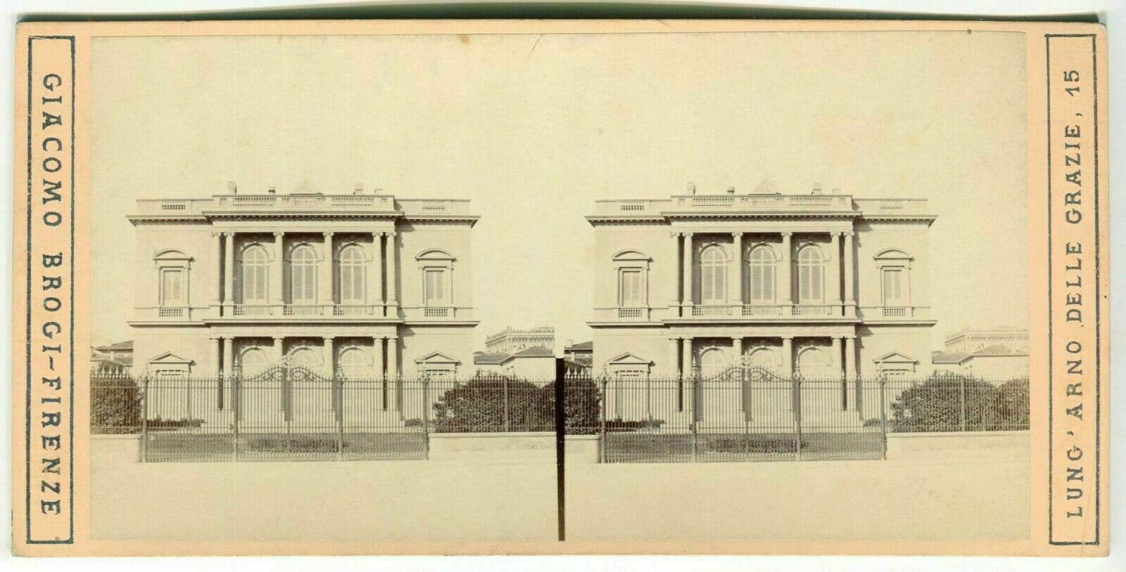 Vintage Stereoview Photograph Giacomo BROGI Florence. Palazzo Havard c. 1870