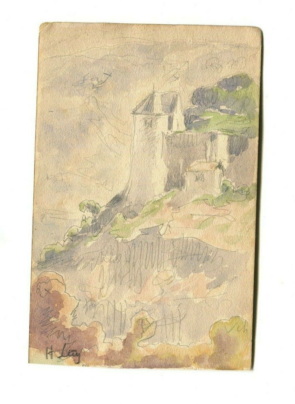 Drawing Signed Castle Mountain Landscape image 2