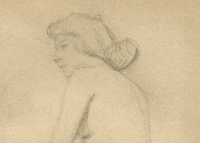 Antique Pencil Drawing Original Nude Woman Portrait signed image 2