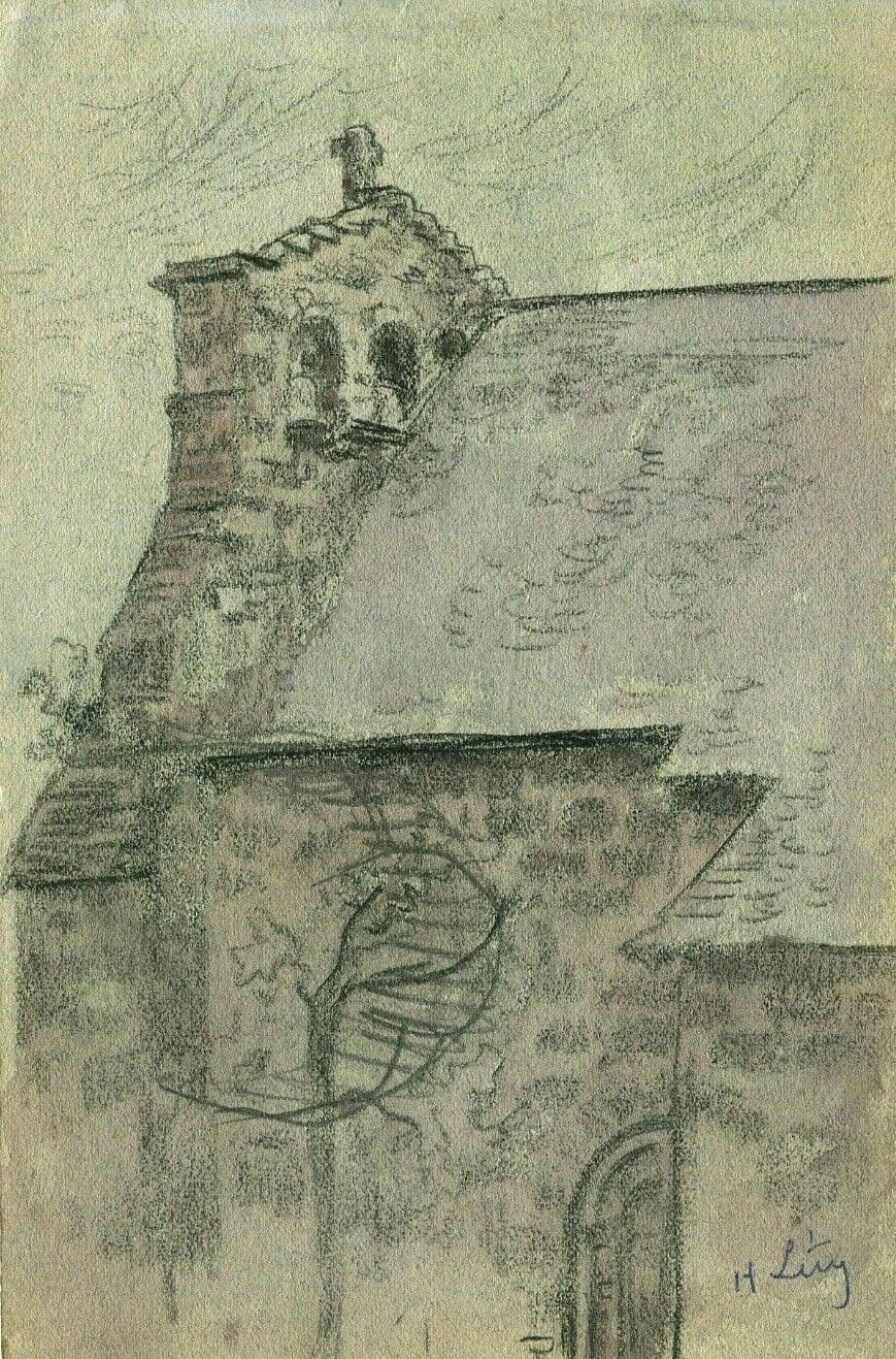 Drawing signed Church, Architecture, Roof image 1