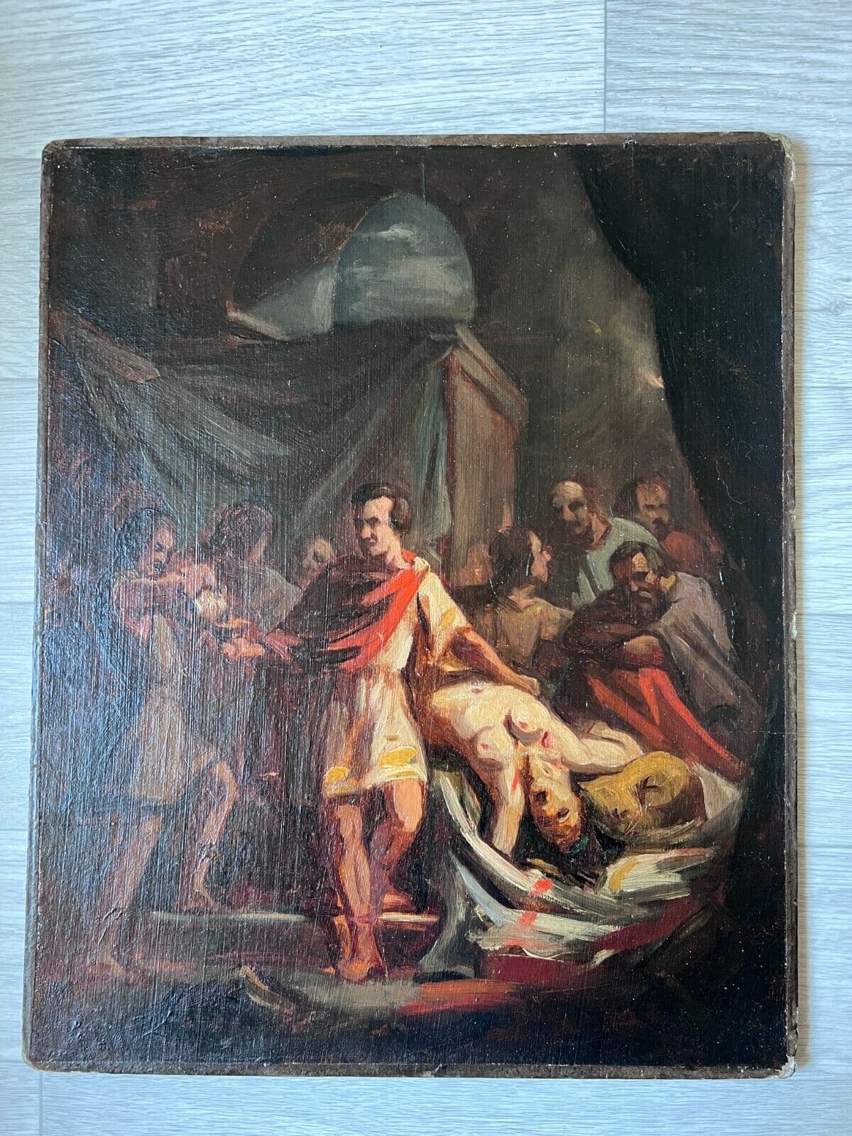 Painting Murder Scene and People signed 1848