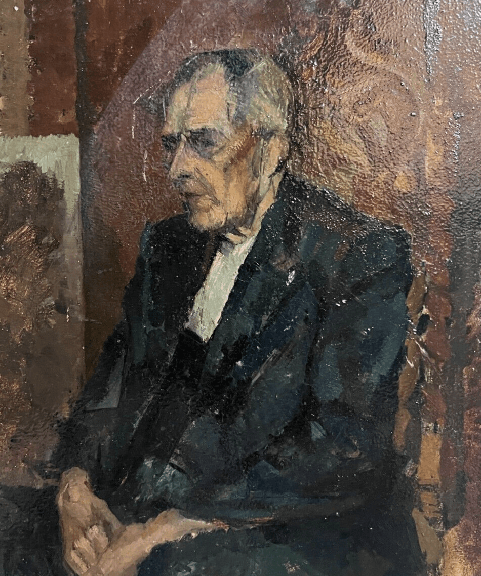 Vintage Modern Original Painting Man Portrait signed 1954