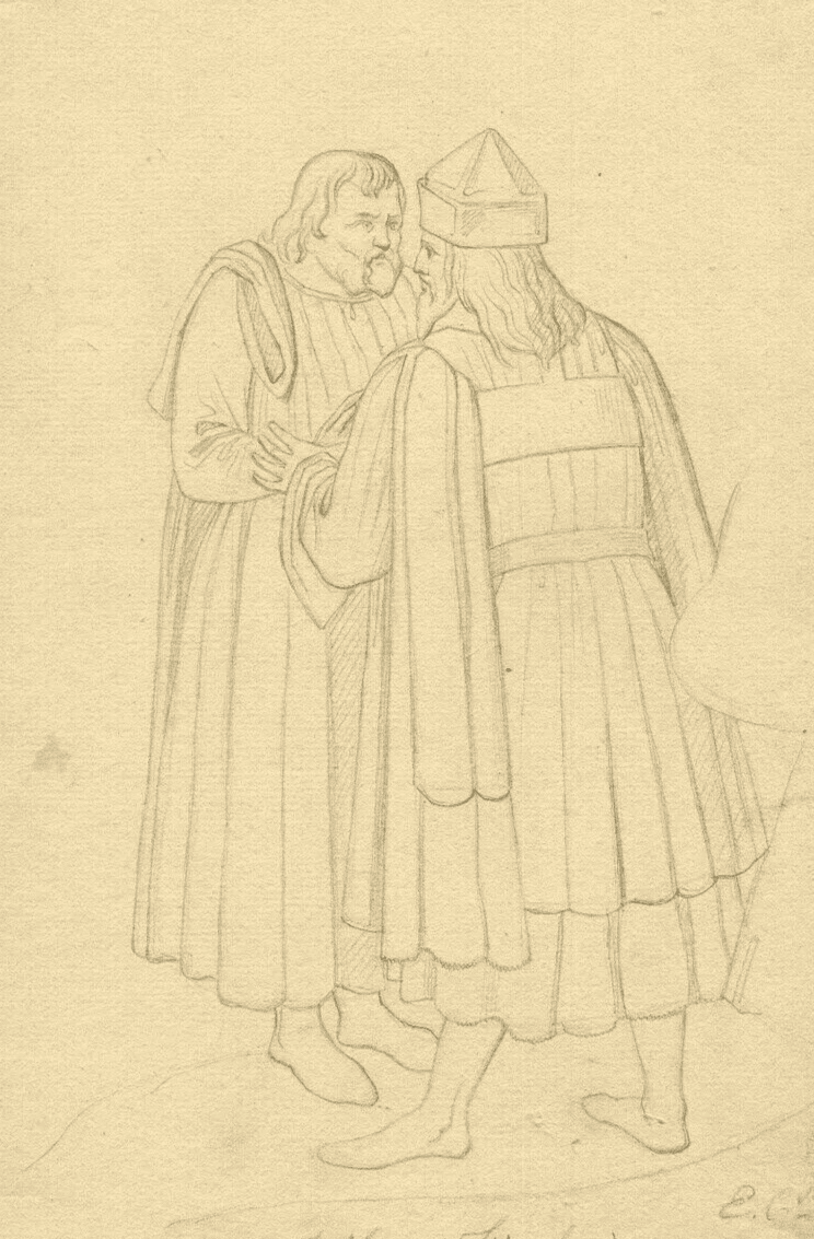 Antique Original Drawing signed Jean Eloi CHAPSAL (1811-1882) Jewish Men 1838