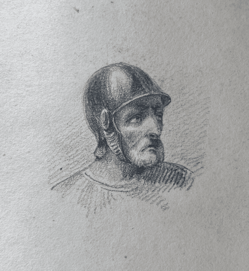 Antique Drawing Original Military Man Portrait with Hat 19th century