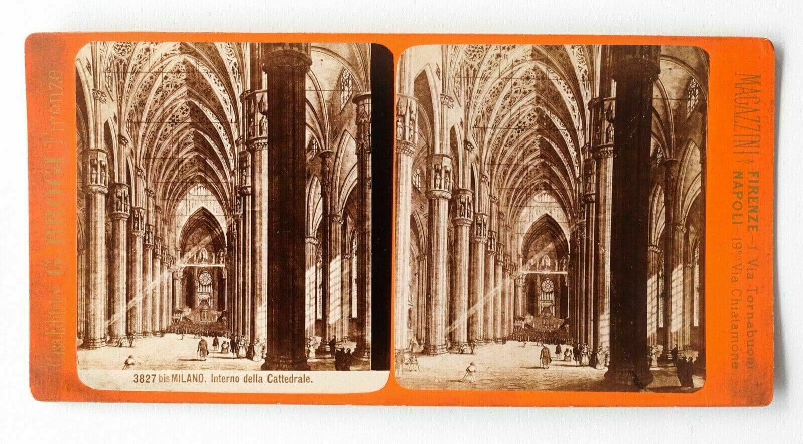 G.BROGI - Milano, interno della Cattedrale, Italy Vintage Stereoview