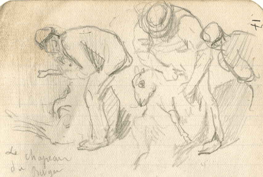 Vintage Pencil Original Drawing Marins Figures, People Sketches