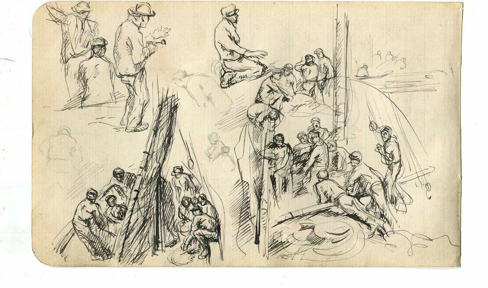 Drawing Maritime Sailors Figures, Boat, Sketches image 2