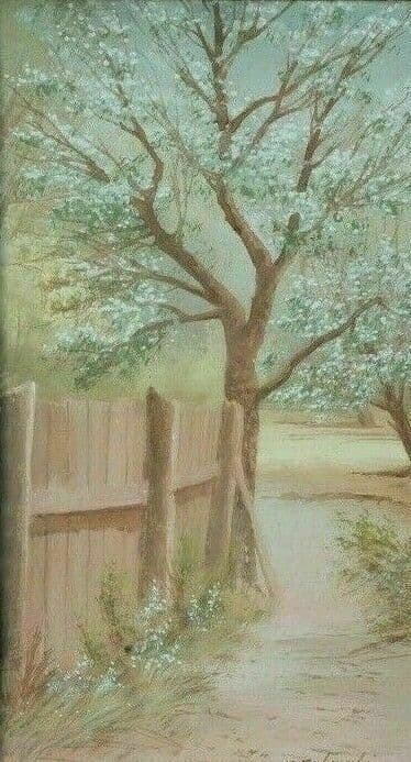 Russian Painting Landscape Path and Trees