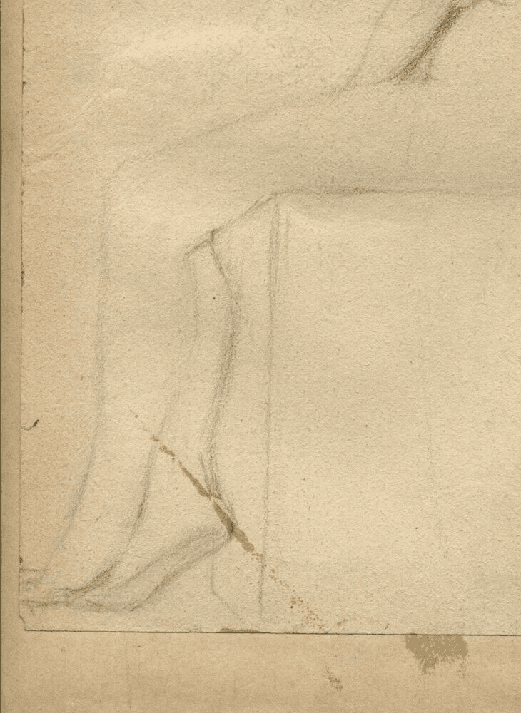 Antique Pencil Drawing Original Nude Woman Portrait signed image 3
