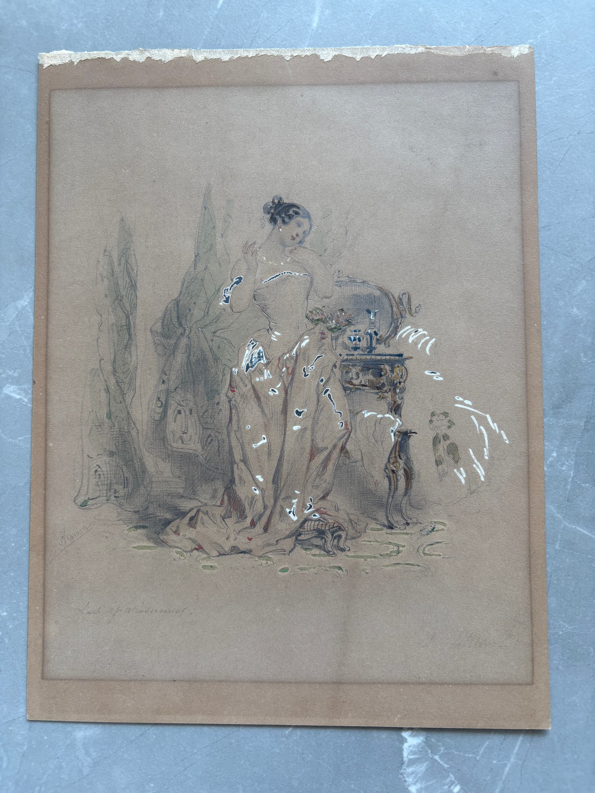 Auguste NUMANS (1823-?) Drawing Prostitute