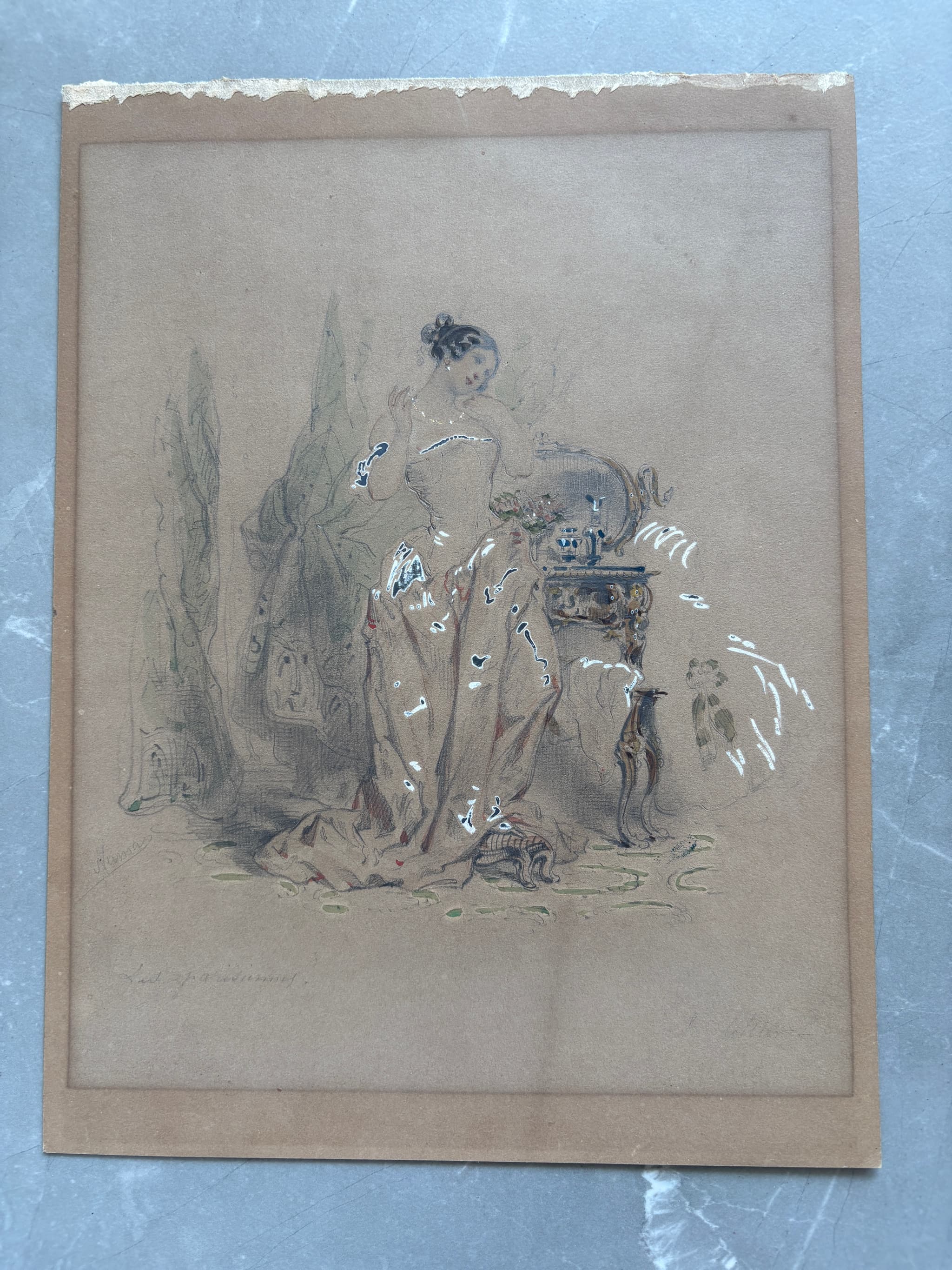 Auguste NUMANS (1823-?) Drawing Prostitute image 1