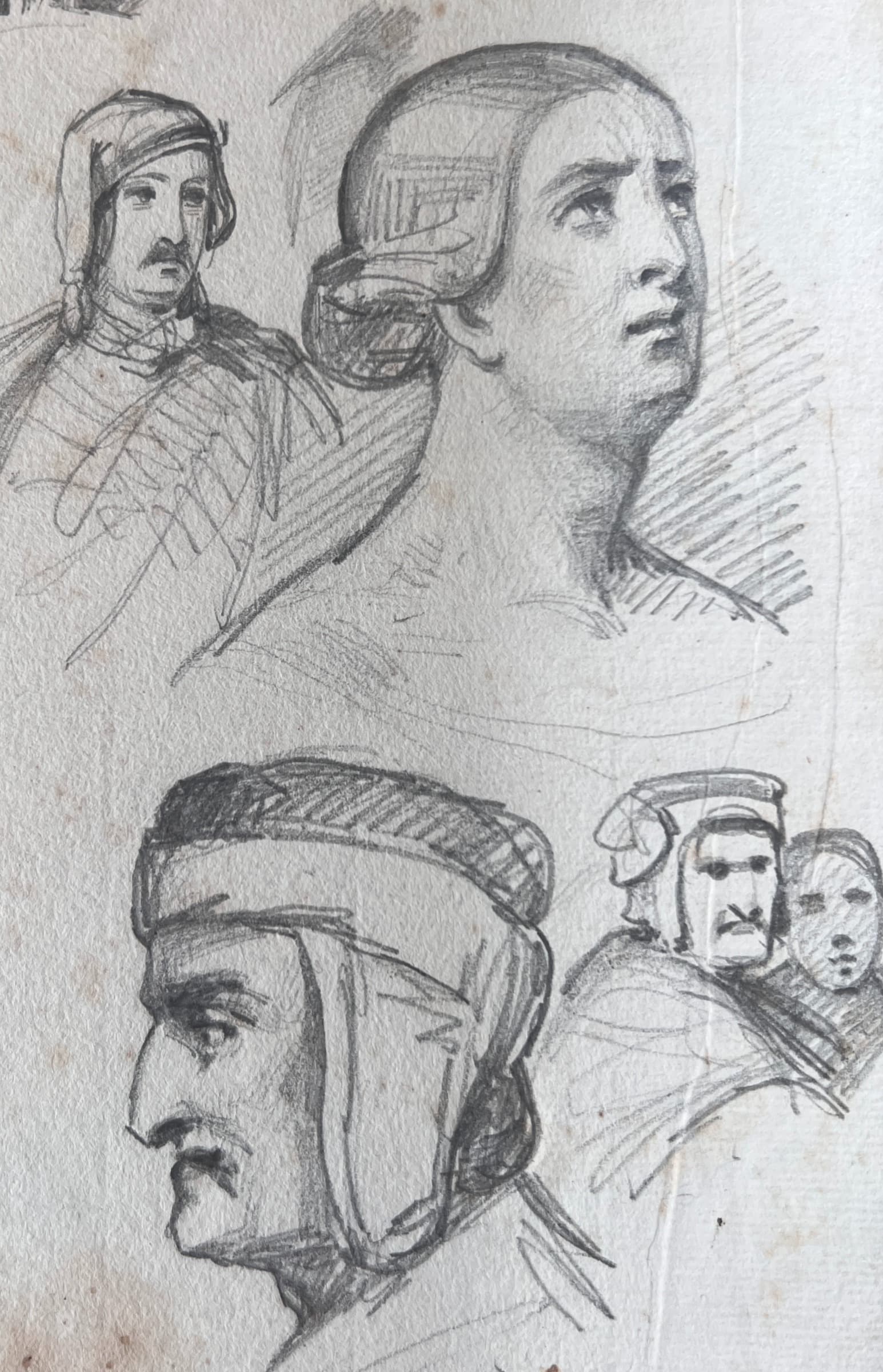 Women and Man Portraits 19th century Drawing