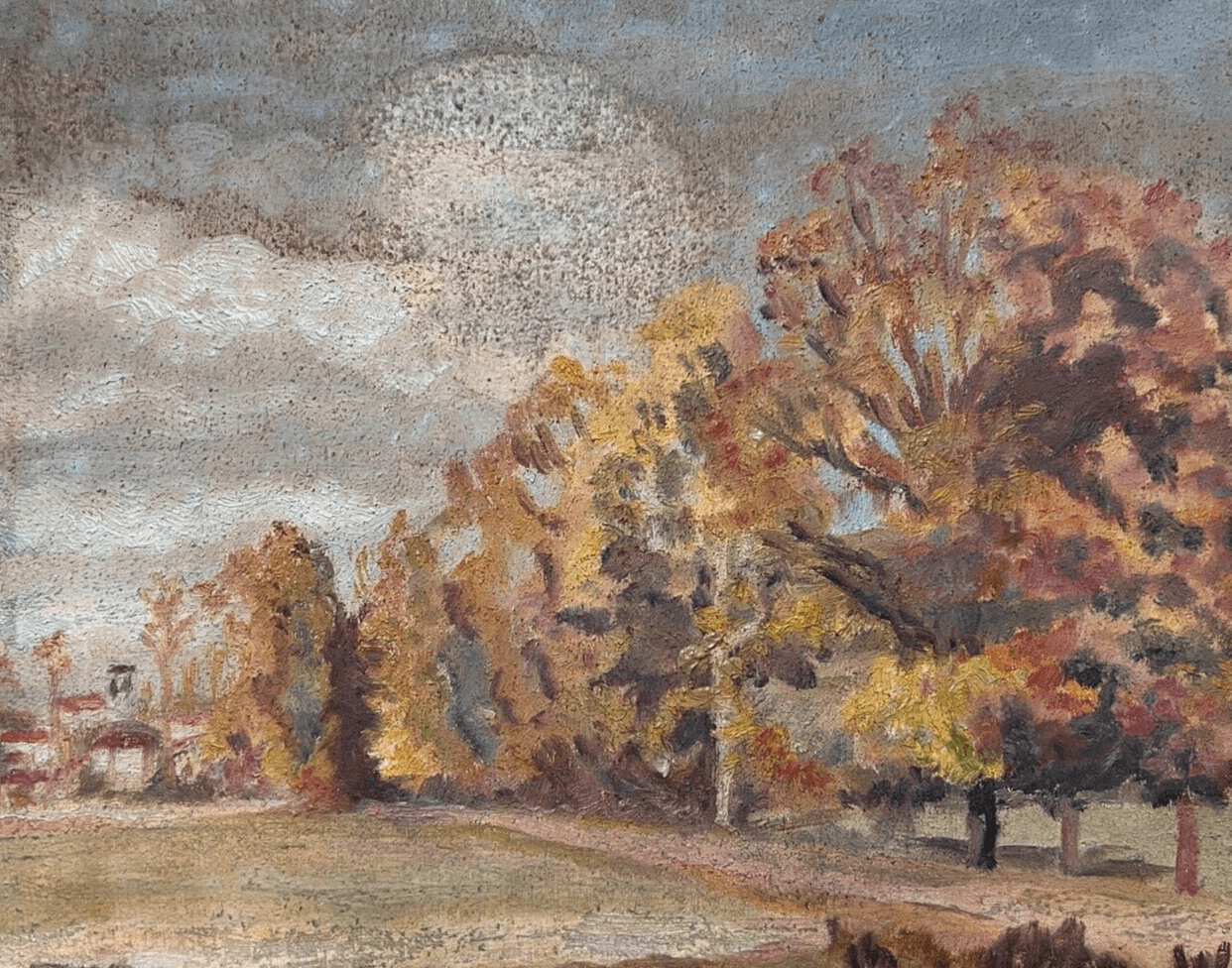 Vintage Oil Original Painting Landscape Forest Trees