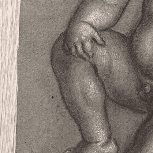 Original Antique Pencil 18th century Drawing Nude Angel Artwork image 5