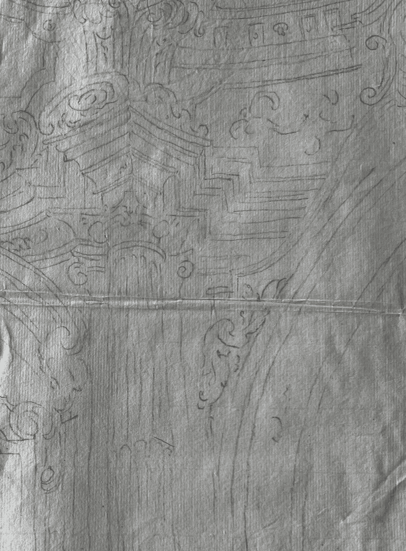 Antique Old Drawing 18th century Original Architecture Decoration Ornamentation