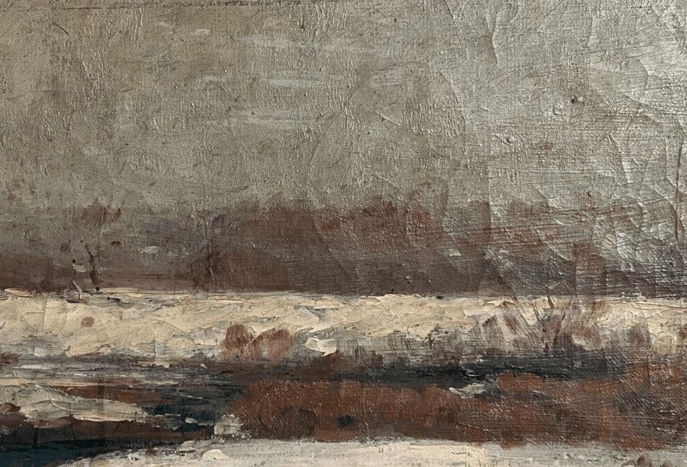 Antique Original Painting Seaview, Seaside, Sea, Nature, Winter 19th century image 4