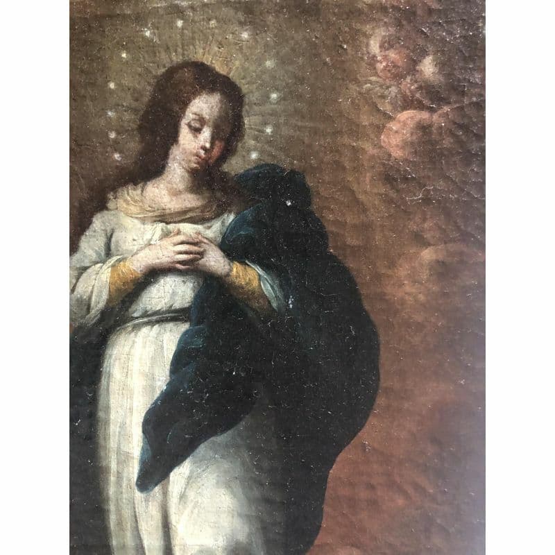 Painting Spanish Virgin Immaculate Conception c. 1700 image 2