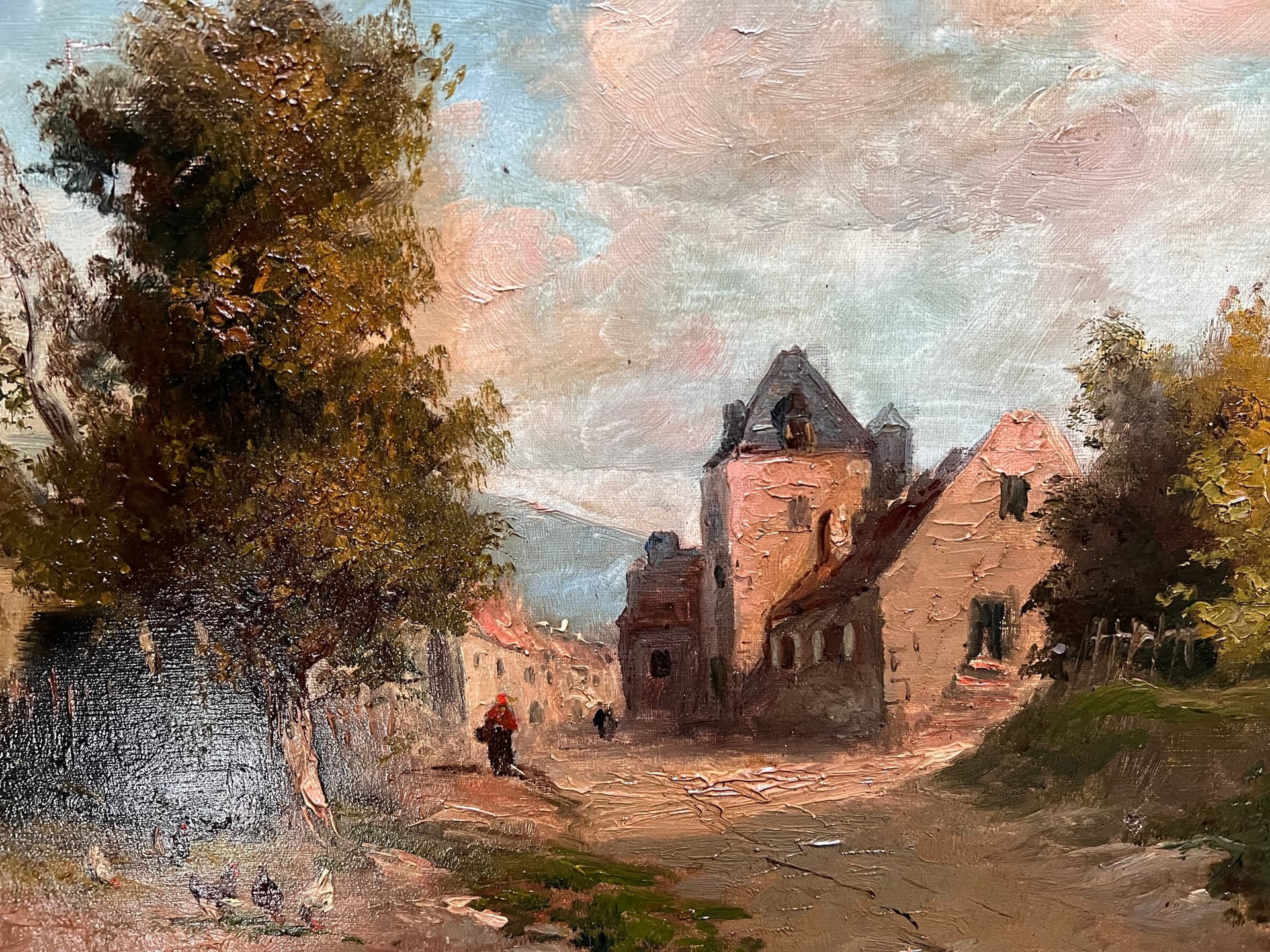 Painting by LINSYER Th (XIX-XX) Meaux Cityview Landscape with Castle