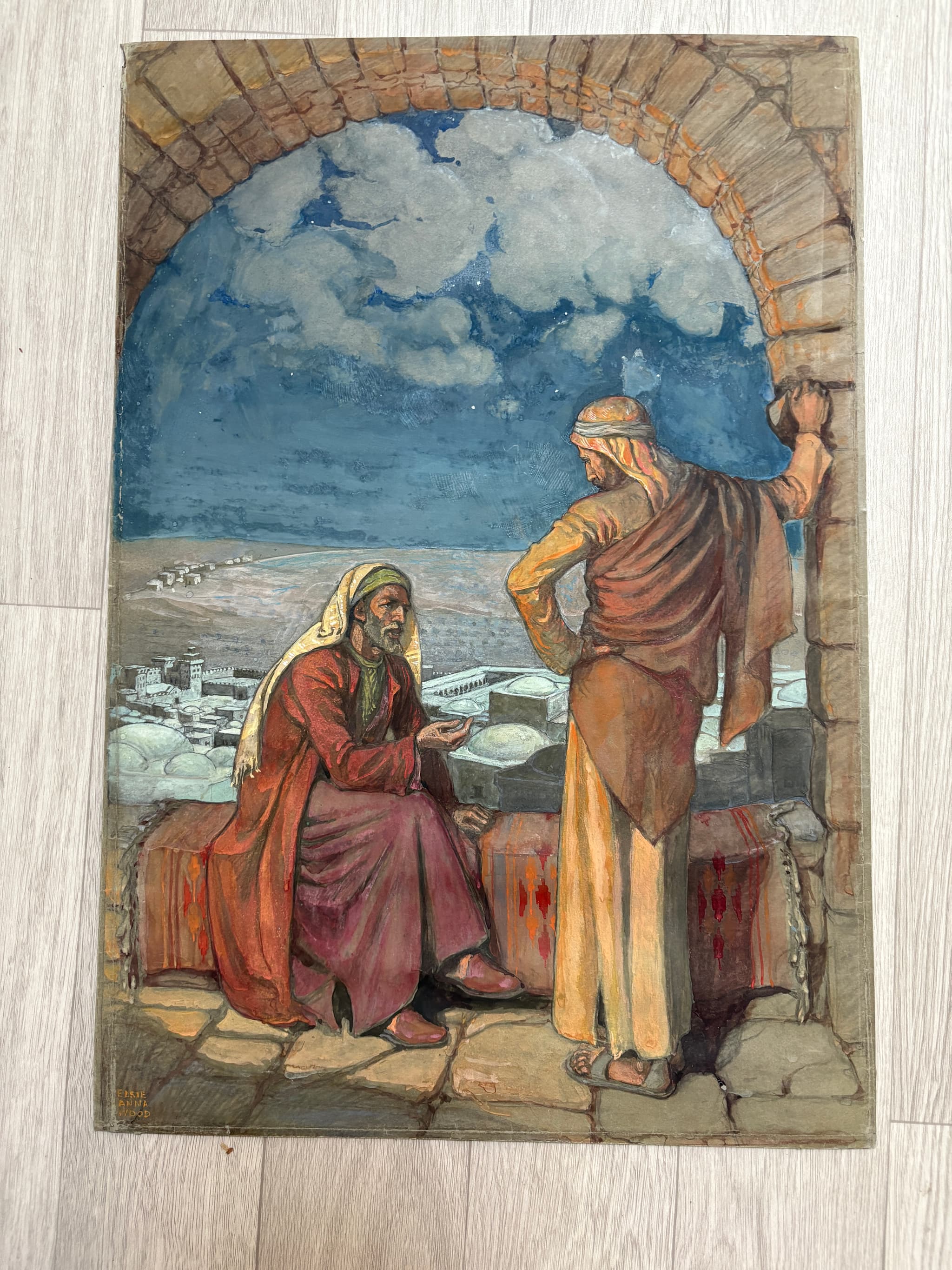 Elsie Anna WOOD (1887-?) Painting Religious Christ, Jericho image 1