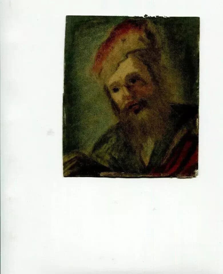 Vintage Drawing Original Portrait Man, Beard image 4