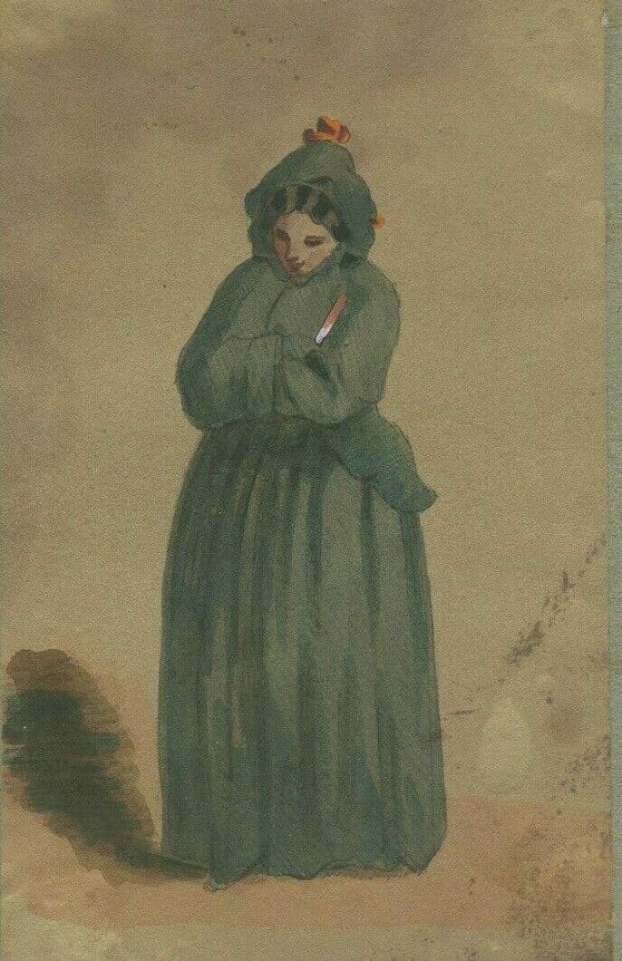 Drawing Woman Portrait, Costume, around Fromentin