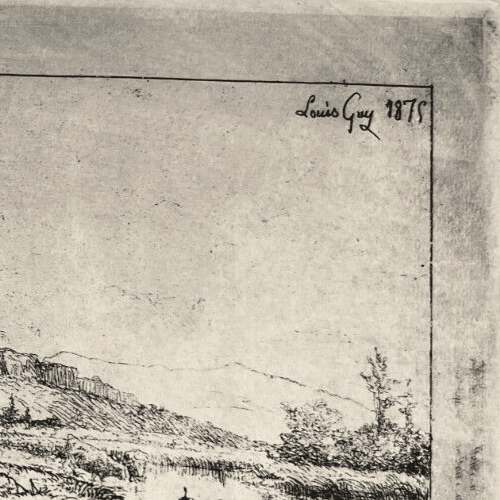 Etching Original Louis GUY (1824-1888) Landscape, Cows 1875 image 6