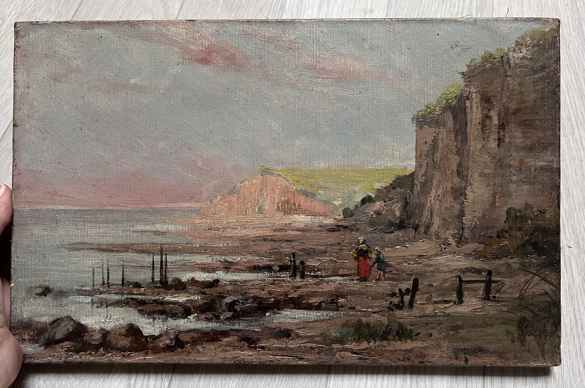 Painting Maritime Seaview Landscape with People image 3