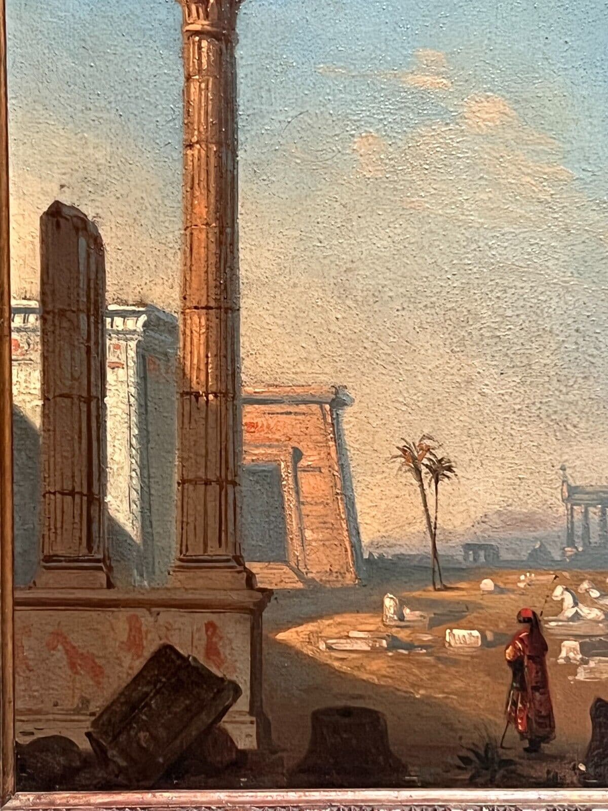 Antique Original Painting Orientalist, Egypt, People