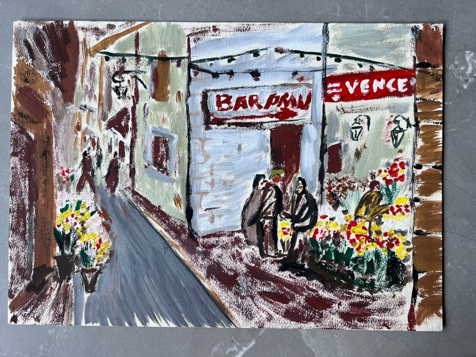 Vintage Original Drawing Jean BERNARD (XX) Cityview, Anse image 4