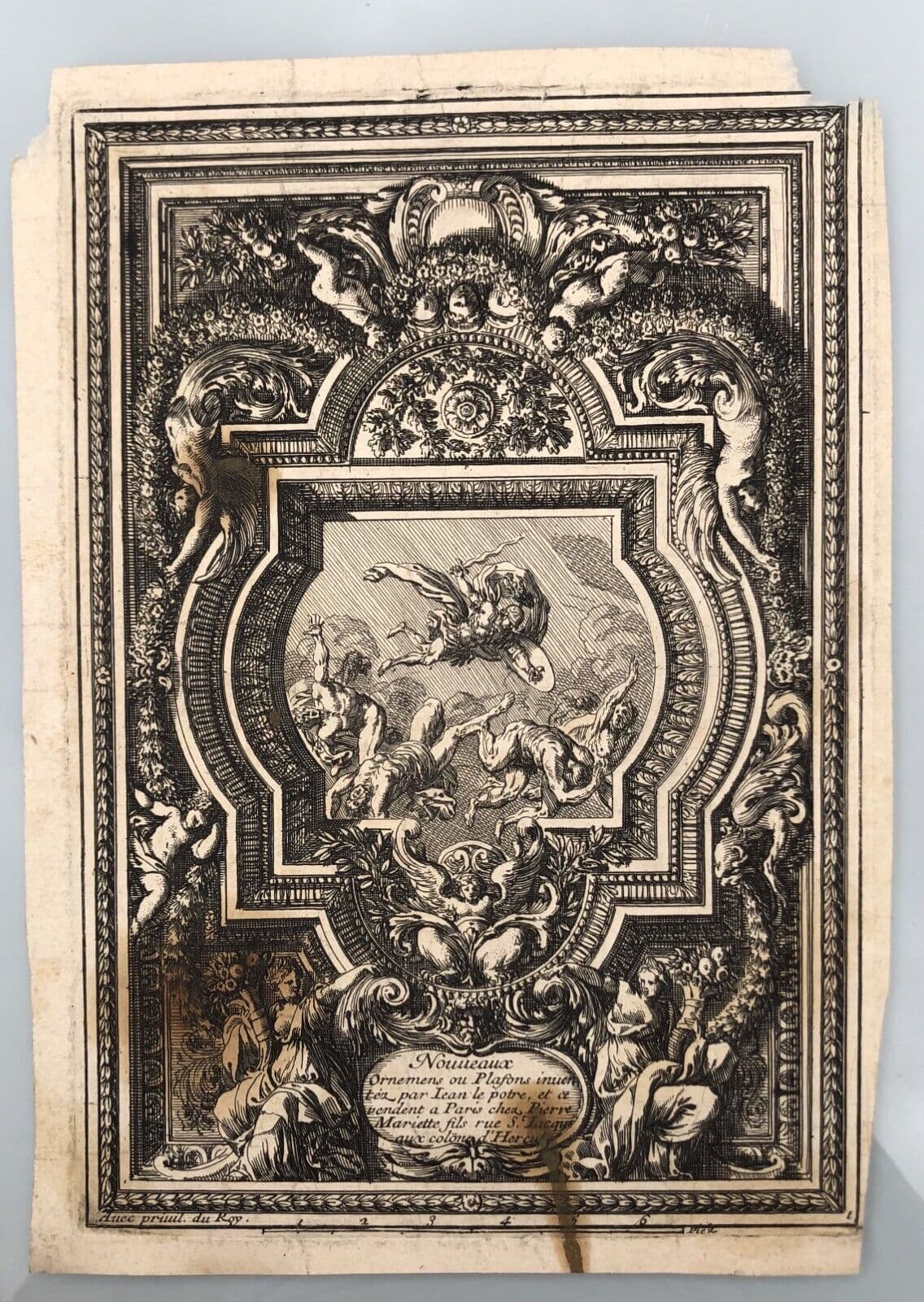 Jean Le Pautre (1618–1682) Ornements, Ceilings x5 Etching image 5