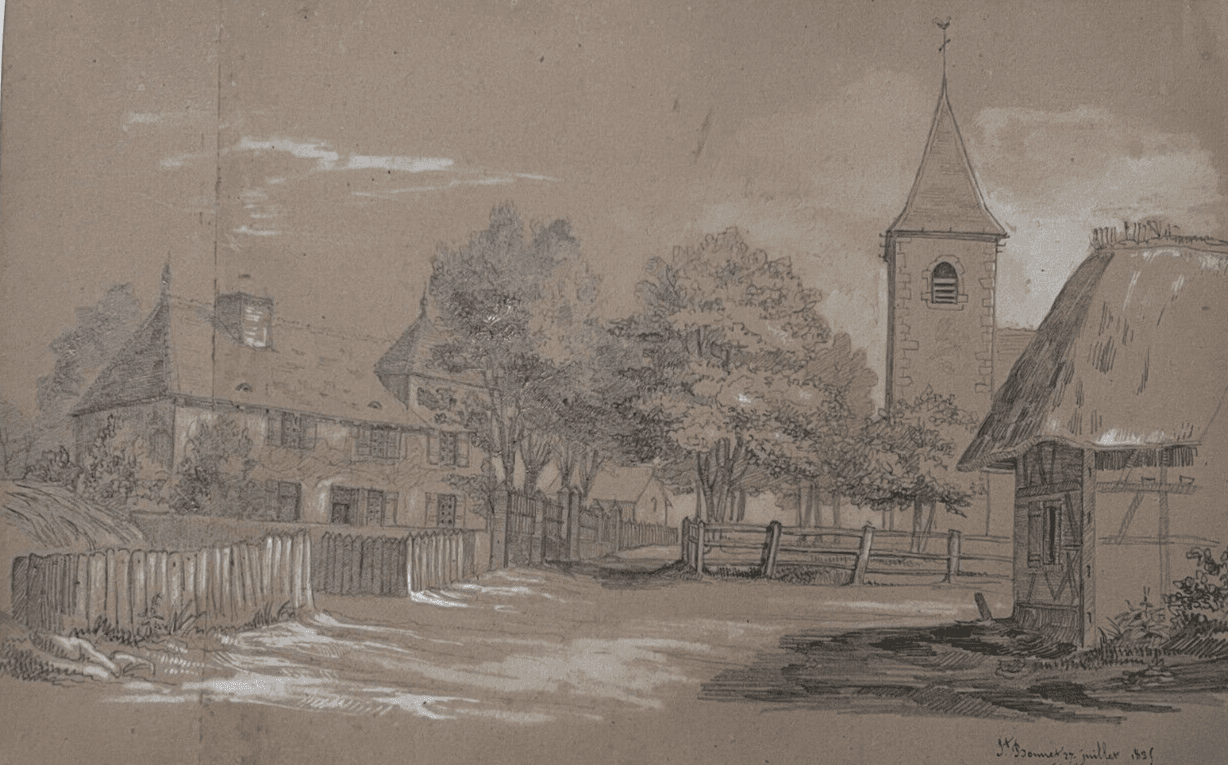 Antique Ink Drawing Original 19th century St Bonet Landscape 1835 image 1
