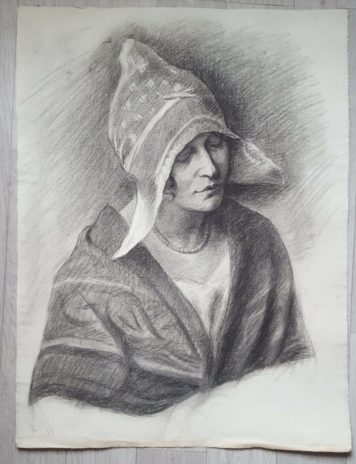 Drawing Woman Portrait with Hat c. 1910
