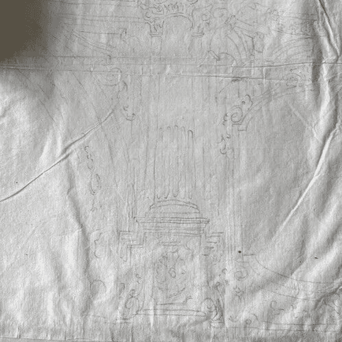 Antique Old Drawing 18th century Original Architecture Decoration Ornamentation image 6