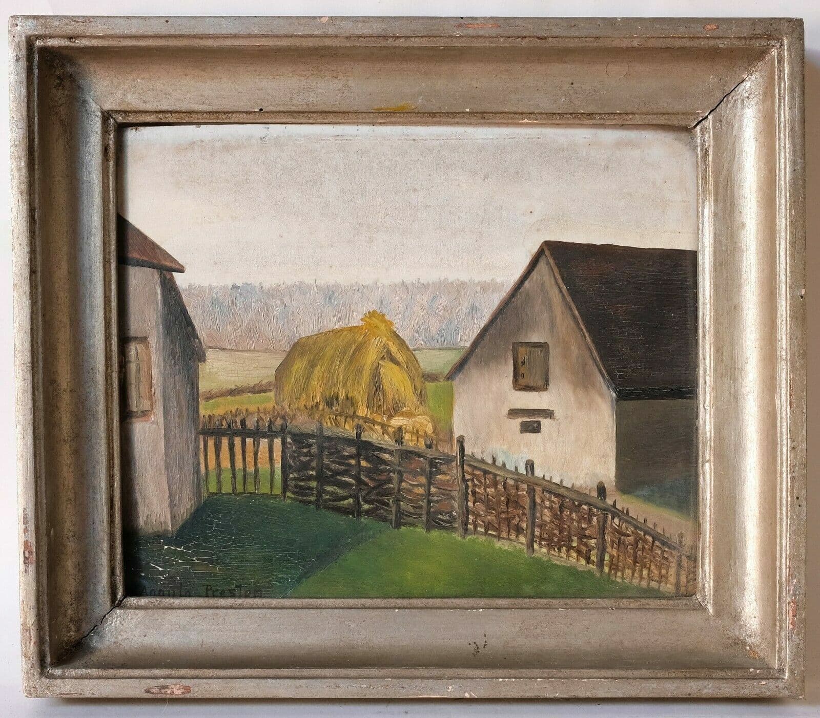 Painting Landscape with Farm and Hay image 1