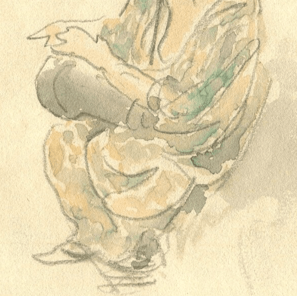 Antique Original Signed Drawing Woman Portrait Playing Dambé image 3