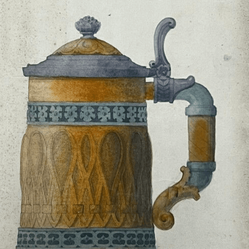 Antique Architecture Original Drawing Architecture, Water Can signed image 3