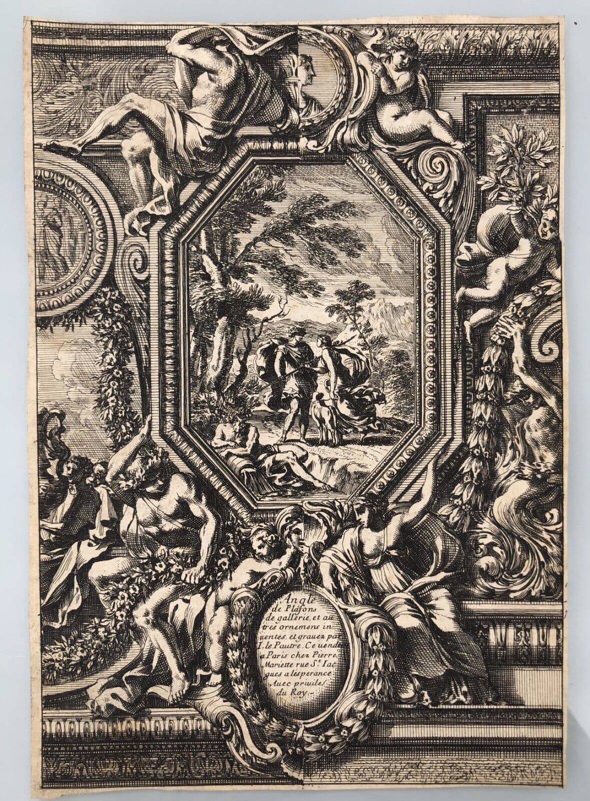 Jean Le Pautre (1618–1682) Ornements, Ceilings x5 Etching image 2