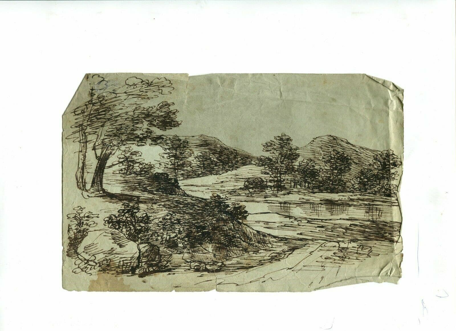 Drawing Mountain Trees Landscape with Lake image 2