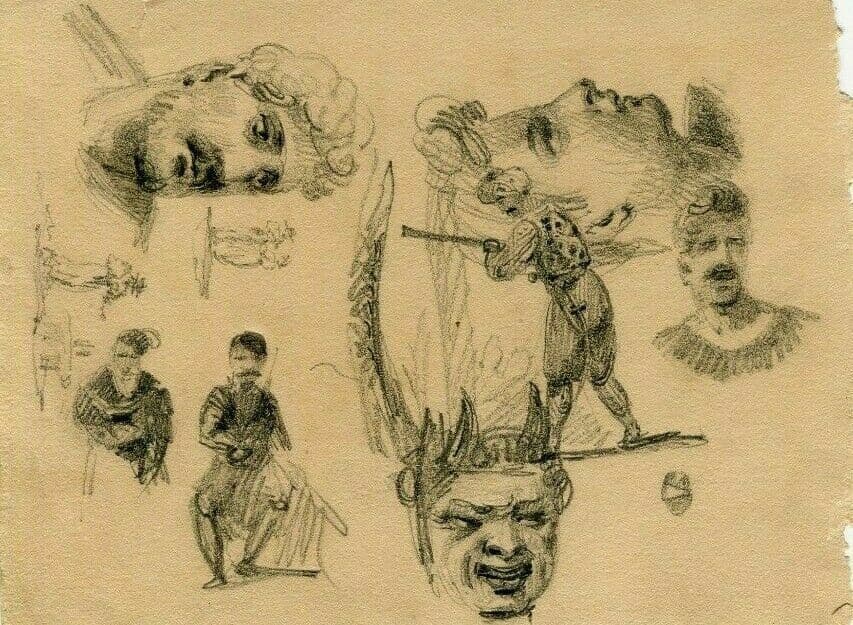 Drawing 19th Century Figures Portrait
